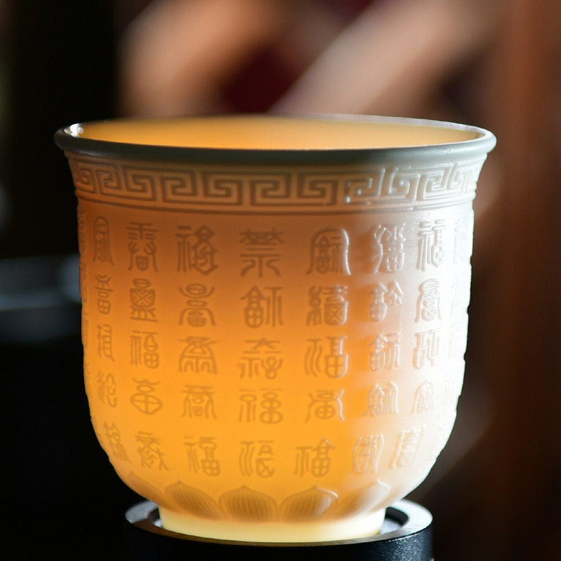 White Porcelain Heart Classics Cup Goat FatJade Personal Cup Tea Set Ceramic Host Cup Sample Tea Cup Kung FuTeaCupSingleCupSmall acacuss