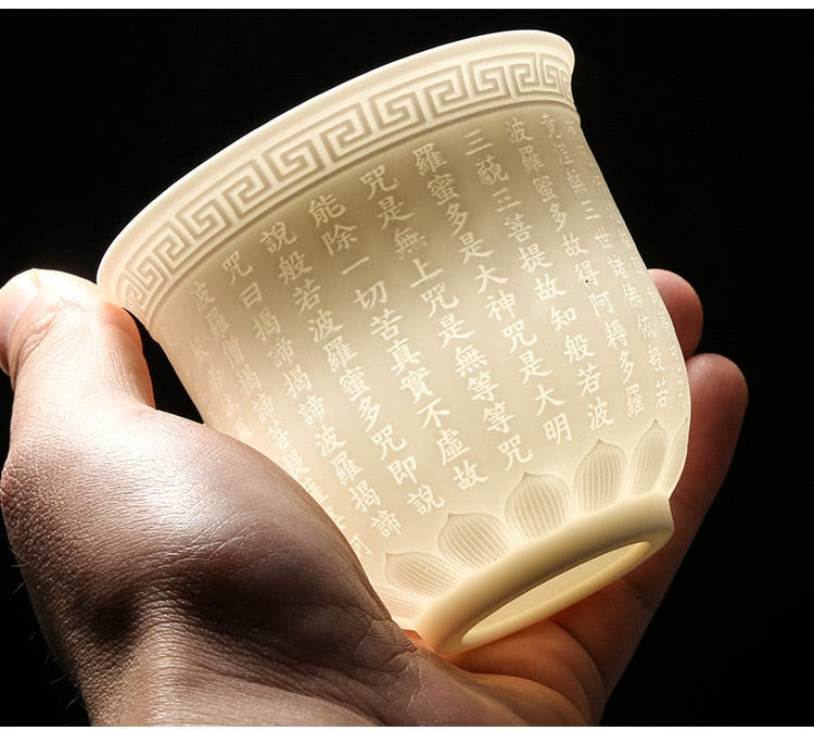 White Porcelain Heart Classics Cup Goat FatJade Personal Cup Tea Set Ceramic Host Cup Sample Tea Cup Kung FuTeaCupSingleCupSmall acacuss