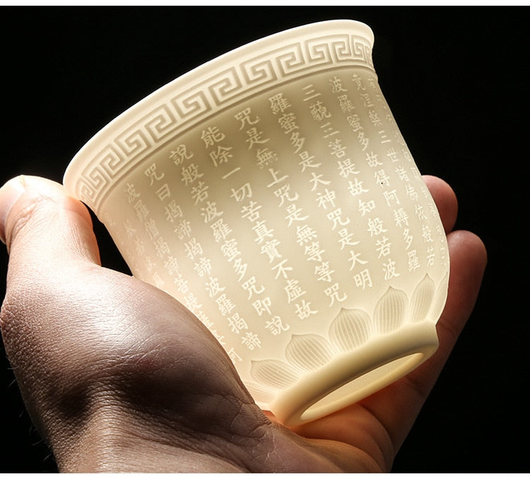 White Porcelain Heart Classics Cup Goat FatJade Personal Cup Tea Set Ceramic Host Cup Sample Tea Cup Kung FuTeaCupSingleCupSmall acacuss