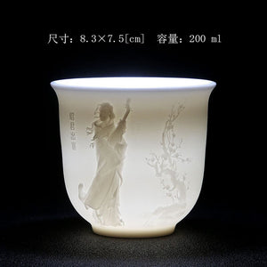 White Porcelain Heart Classics Cup Goat FatJade Personal Cup Tea Set Ceramic Host Cup Sample Tea Cup Kung FuTeaCupSingleCupSmall acacuss
