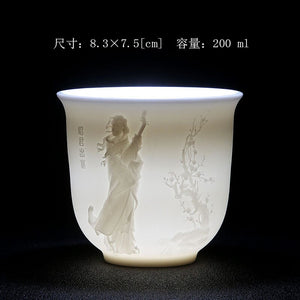 White Porcelain Heart Classics Cup Goat FatJade Personal Cup Tea Set Ceramic Host Cup Sample Tea Cup Kung FuTeaCupSingleCupSmall acacuss