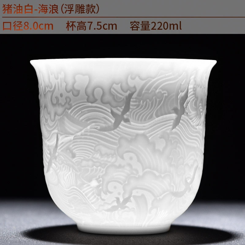 White Porcelain Heart Classics Cup Goat FatJade Personal Cup Tea Set Ceramic Host Cup Sample Tea Cup Kung FuTeaCupSingleCupSmall acacuss