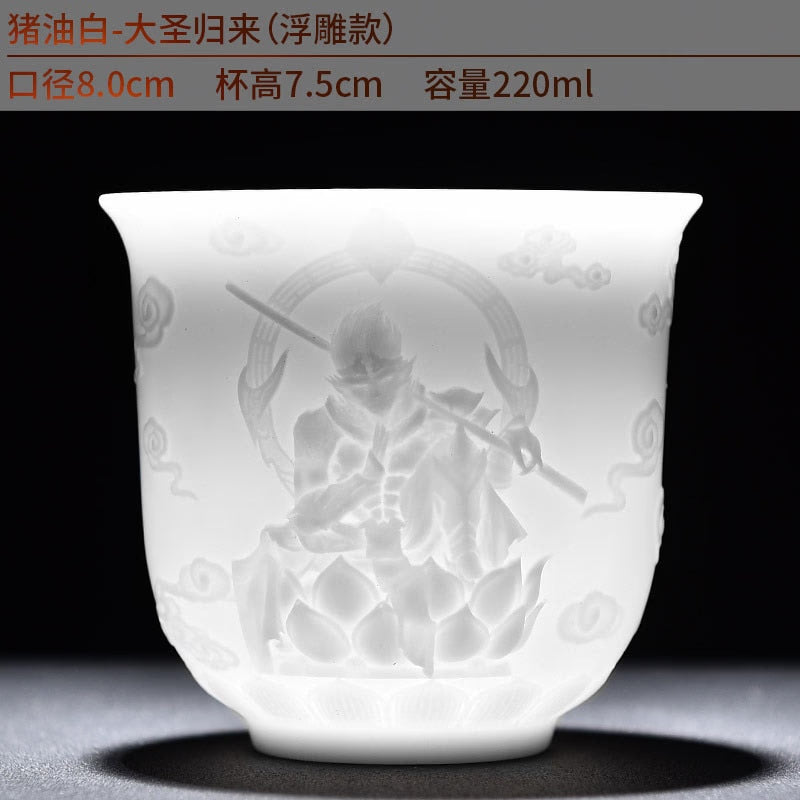 White Porcelain Heart Classics Cup Goat FatJade Personal Cup Tea Set Ceramic Host Cup Sample Tea Cup Kung FuTeaCupSingleCupSmall acacuss
