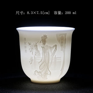 White Porcelain Heart Classics Cup Goat FatJade Personal Cup Tea Set Ceramic Host Cup Sample Tea Cup Kung FuTeaCupSingleCupSmall acacuss