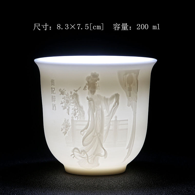 White Porcelain Heart Classics Cup Goat FatJade Personal Cup Tea Set Ceramic Host Cup Sample Tea Cup Kung FuTeaCupSingleCupSmall acacuss