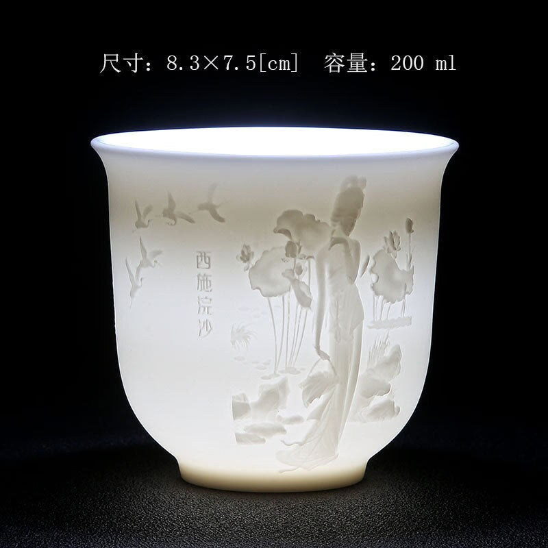 White Porcelain Heart Classics Cup Goat FatJade Personal Cup Tea Set Ceramic Host Cup Sample Tea Cup Kung FuTeaCupSingleCupSmall acacuss