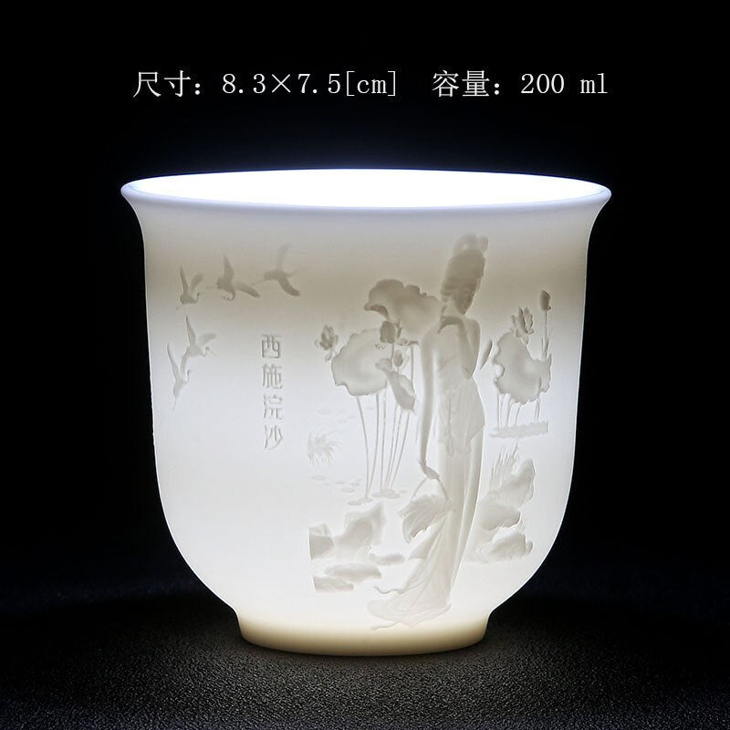 White Porcelain Heart Classics Cup Goat FatJade Personal Cup Tea Set Ceramic Host Cup Sample Tea Cup Kung FuTeaCupSingleCupSmall acacuss