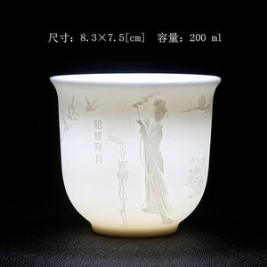 White Porcelain Heart Classics Cup Goat FatJade Personal Cup Tea Set Ceramic Host Cup Sample Tea Cup Kung FuTeaCupSingleCupSmall acacuss