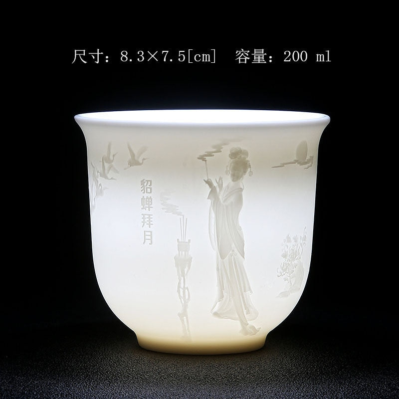 White Porcelain Heart Classics Cup Goat FatJade Personal Cup Tea Set Ceramic Host Cup Sample Tea Cup Kung FuTeaCupSingleCupSmall acacuss