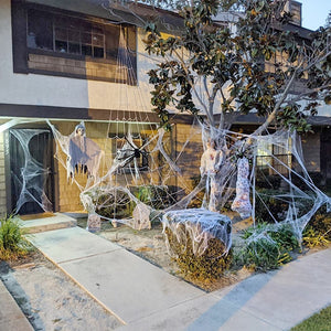 White Stretchy Cobweb Artificial Spider Web Halloween Decoration Scary Party Scene Props Horror House Home Decora Accessories acacuss