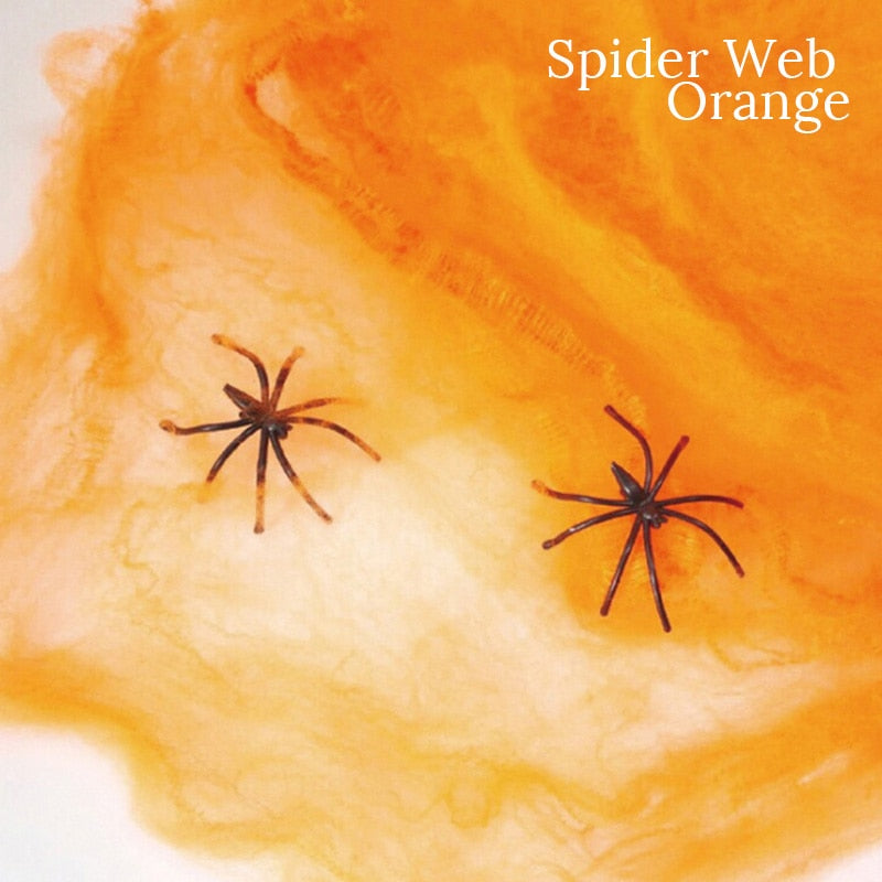 White Stretchy Cobweb Artificial Spider Web Halloween Decoration Scary Party Scene Props Horror House Home Decora Accessories acacuss