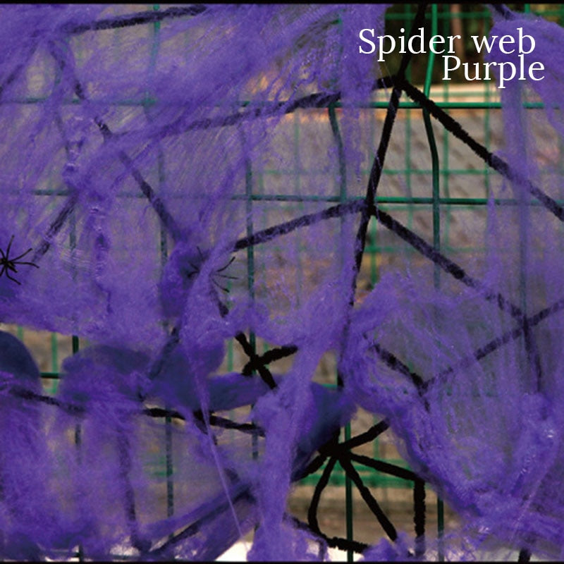 White Stretchy Cobweb Artificial Spider Web Halloween Decoration Scary Party Scene Props Horror House Home Decora Accessories acacuss