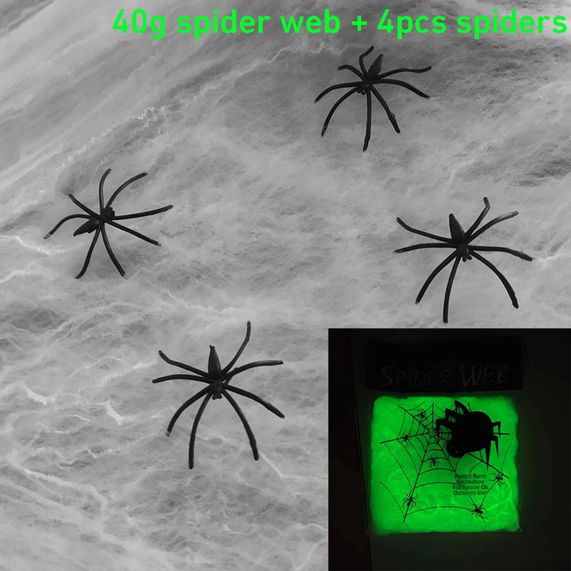 White Stretchy Cobweb Artificial Spider Web Halloween Decoration Scary Party Scene Props Horror House Home Decora Accessories acacuss