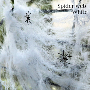 White Stretchy Cobweb Artificial Spider Web Halloween Decoration Scary Party Scene Props Horror House Home Decora Accessories acacuss