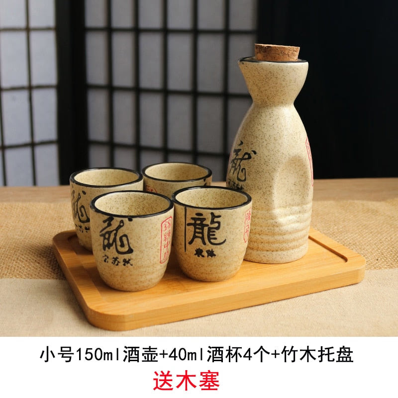 Wineware Set Vintage Sake Yellow White Wine Spirit Separator Ceramic Wine Pot Cup Suit Traditional Sake Japanese Style acacuss