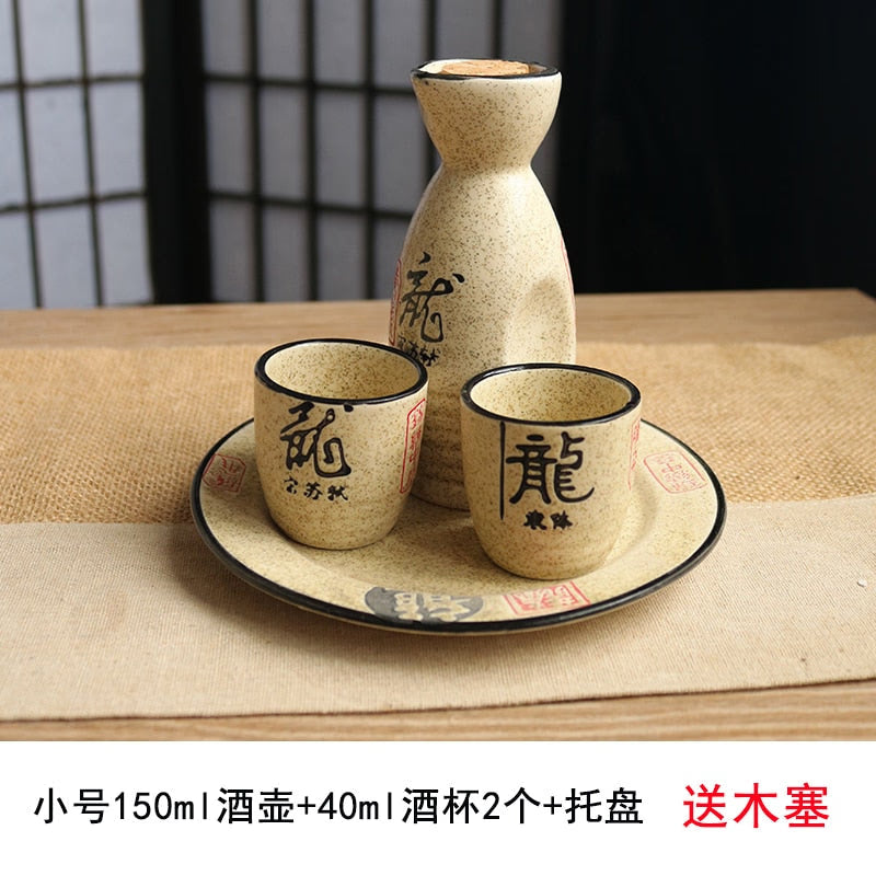 Wineware Set Vintage Sake Yellow White Wine Spirit Separator Ceramic Wine Pot Cup Suit Traditional Sake Japanese Style acacuss