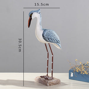 Wood Sea Bird Statue Home Decor Children's Room Model Room Animal Figurines Home Decoration Table Decorations acacuss