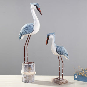 Wood Sea Bird Statue Home Decor Children's Room Model Room Animal Figurines Home Decoration Table Decorations acacuss