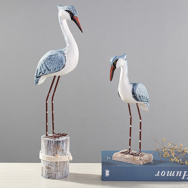 Wood Sea Bird Statue Home Decor Children's Room Model Room Animal Figurines Home Decoration Table Decorations acacuss