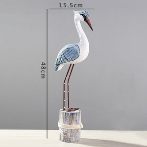 Wood Sea Bird Statue Home Decor Children's Room Model Room Animal Figurines Home Decoration Table Decorations acacuss