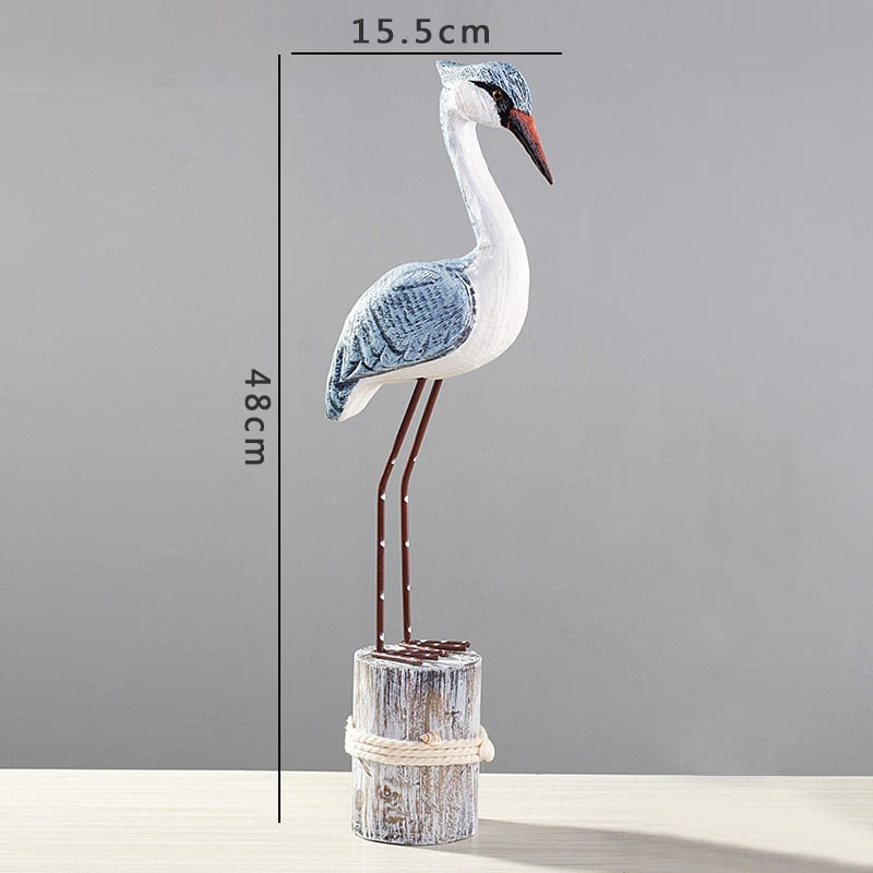 Wood Sea Bird Statue Home Decor Children's Room Model Room Animal Figurines Home Decoration Table Decorations acacuss