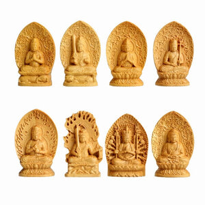 Wooden Buddha Box Pray Box Wood Buddha Statue Wood Carving Guan Yin Home Ornament Eight Buddha Acalanatha Wooden Sculpture Decor acacuss