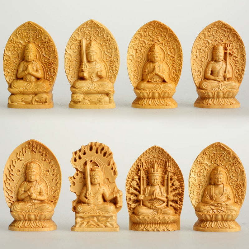 Wooden Buddha Box Pray Box Wood Buddha Statue Wood Carving Guan Yin Home Ornament Eight Buddha Acalanatha Wooden Sculpture Decor acacuss