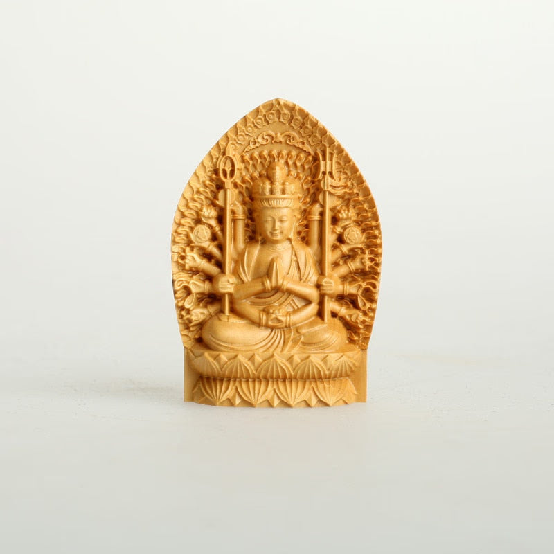 Wooden Buddha Box Pray Box Wood Buddha Statue Wood Carving Guan Yin Home Ornament Eight Buddha Acalanatha Wooden Sculpture Decor acacuss