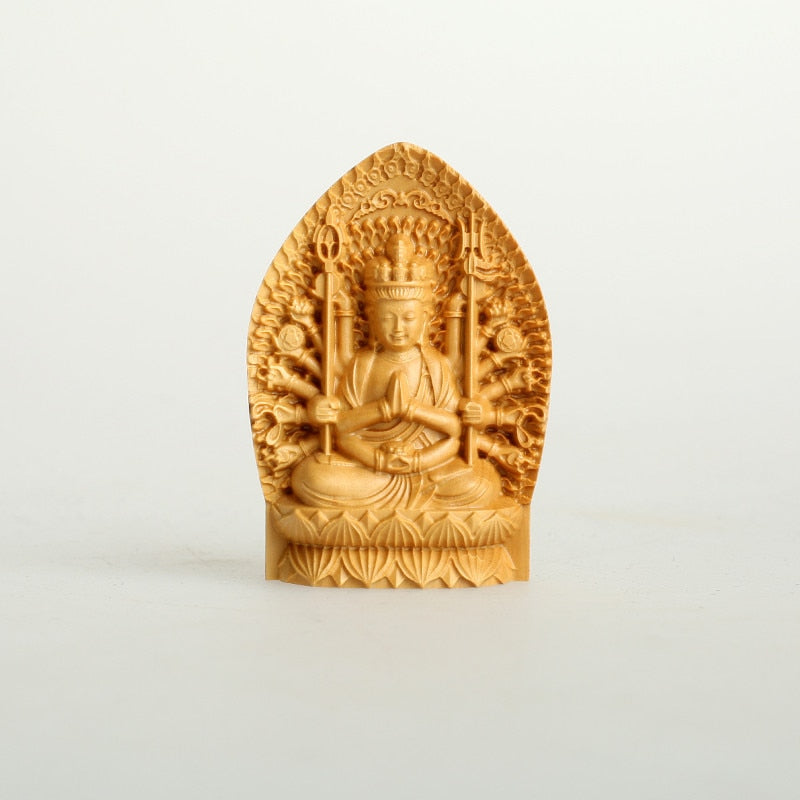 Wooden Buddha Box Pray Box Wood Buddha Statue Wood Carving Guan Yin Home Ornament Eight Buddha Acalanatha Wooden Sculpture Decor acacuss