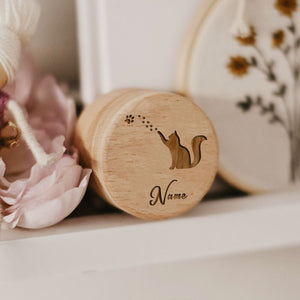 Wooden Carving Custom Name Cat Butterfly Printed Pet Hair Storage Box Cat Tooth Memorial Box Pet Supplies Pet Lost Memorial Gift acacuss