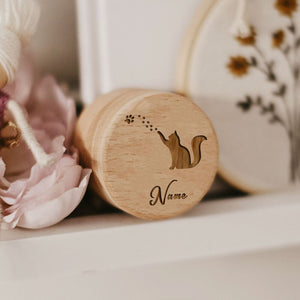 Wooden Carving Custom Name Cat Butterfly Printed Pet Hair Storage Box Cat Tooth Memorial Box Pet Supplies Pet Lost Memorial Gift acacuss