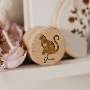Wooden Carving Custom Name Cat Butterfly Printed Pet Hair Storage Box Cat Tooth Memorial Box Pet Supplies Pet Lost Memorial Gift acacuss