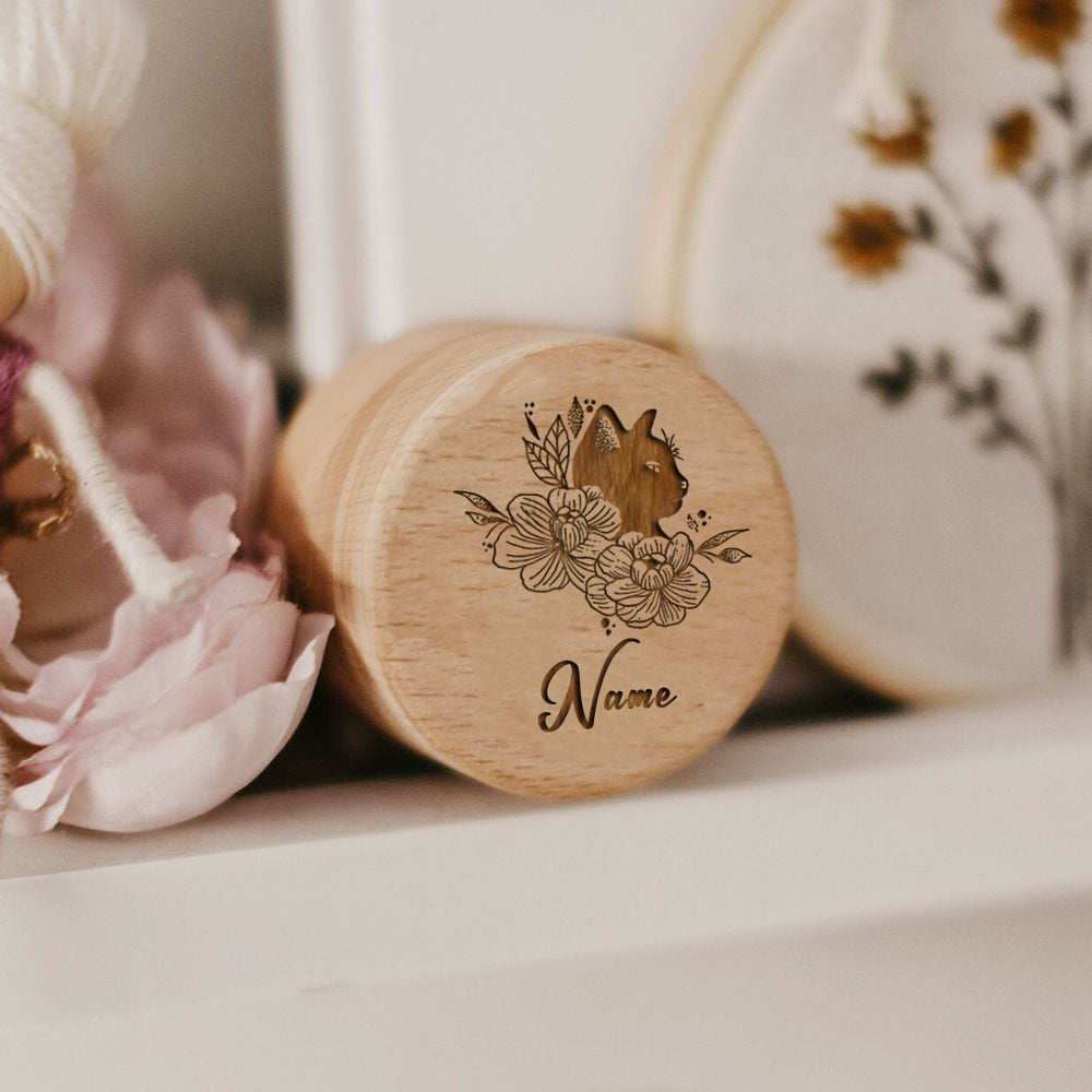 Wooden Carving Custom Name Cat Butterfly Printed Pet Hair Storage Box Cat Tooth Memorial Box Pet Supplies Pet Lost Memorial Gift acacuss