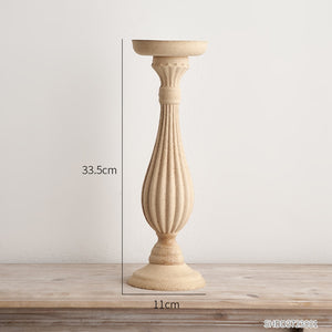 Wooden Crafts Retro Home Decoration Roman Column Candle Holder Dining Table Ornaments Creative Candlestick for Living Room Decor acacuss