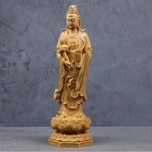 Wooden Guanyin- Ru Laifo Statue Solid wood hand carving Chinese Buddha statue Home living room, room feng shui Statue acacuss