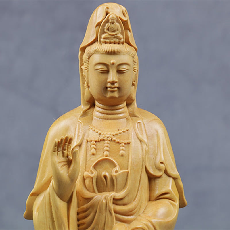 Wooden Guanyin- Ru Laifo Statue Solid wood hand carving Chinese Buddha statue Home living room, room feng shui Statue acacuss