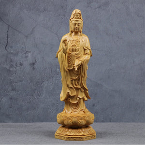 Wooden Guanyin- Ru Laifo Statue Solid wood hand carving Chinese Buddha statue Home living room, room feng shui Statue acacuss