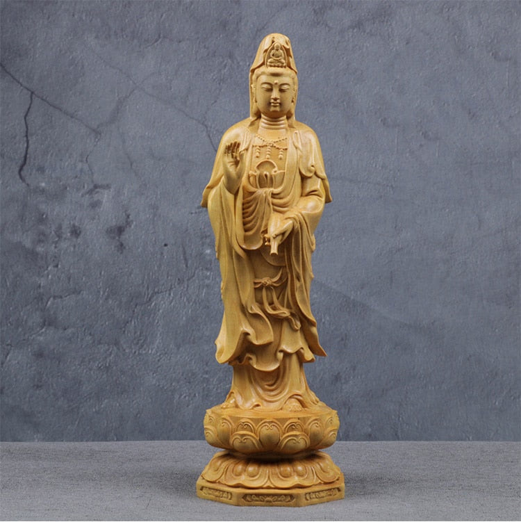 Wooden Guanyin- Ru Laifo Statue Solid wood hand carving Chinese Buddha statue Home living room, room feng shui Statue acacuss