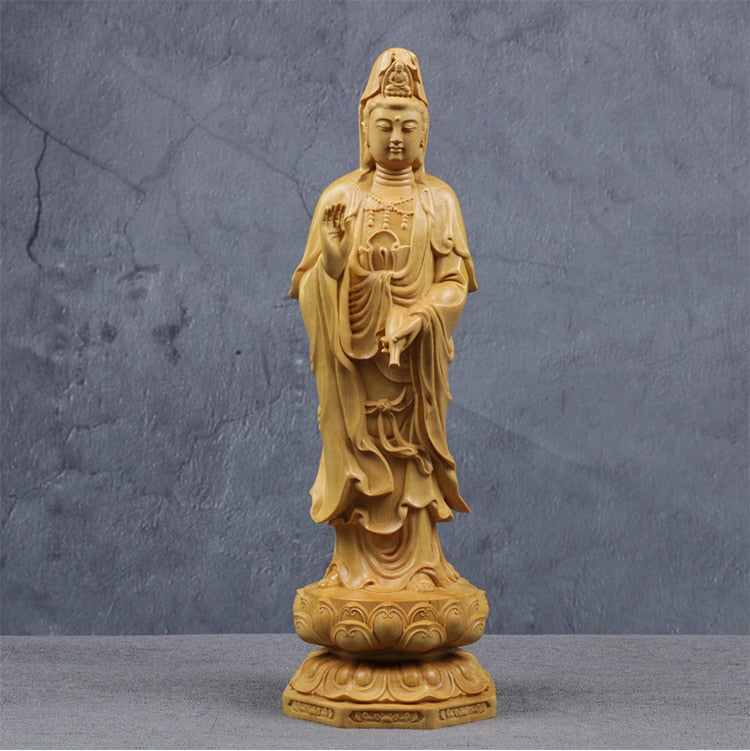 Wooden Guanyin- Ru Laifo Statue Solid wood hand carving Chinese Buddha statue Home living room, room feng shui Statue acacuss