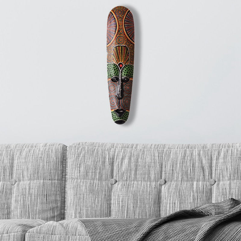 Wooden Mask Wall Hanging Solid Wood Carving Painted Facebook Wall Decor Bar Home Decorations African Totem Mask Crafts acacuss