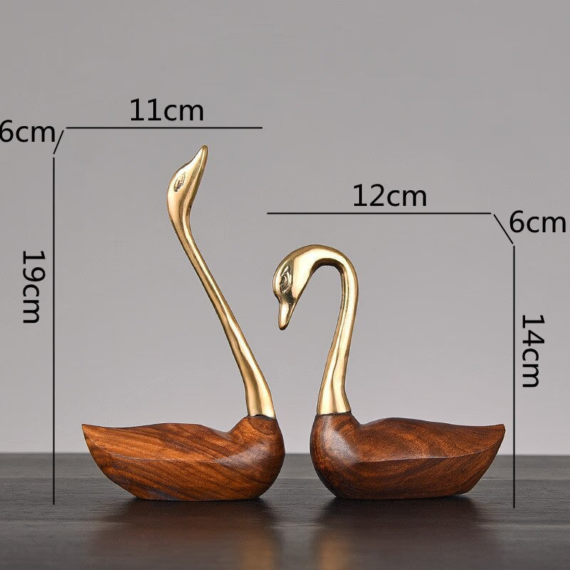 Wooden Pot Ornament Crane Bird Swan Simulation Animal Sculpture Brass Metal Sculpture Home Decoration Decorative Figurines acacuss