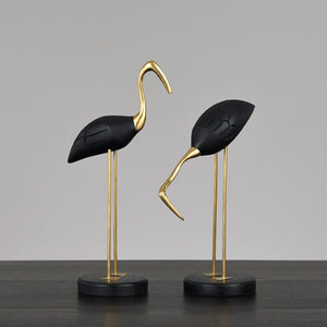 Wooden Pot Ornament Crane Bird Swan Simulation Animal Sculpture Brass Metal Sculpture Home Decoration Decorative Figurines acacuss