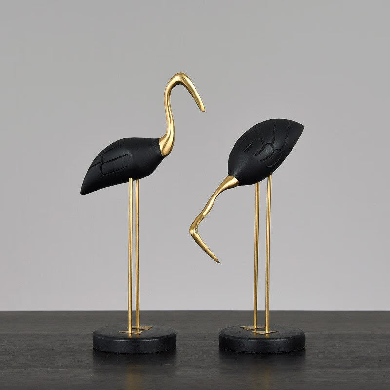 Wooden Pot Ornament Crane Bird Swan Simulation Animal Sculpture Brass Metal Sculpture Home Decoration Decorative Figurines acacuss