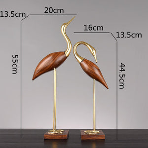 Wooden Pot Ornament Crane Bird Swan Simulation Animal Sculpture Brass Metal Sculpture Home Decoration Decorative Figurines acacuss