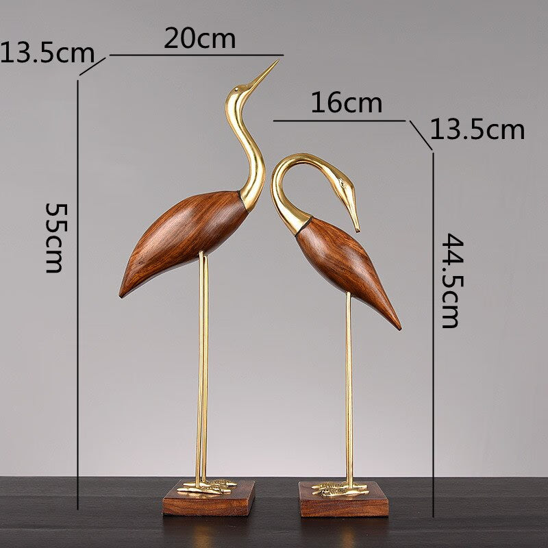 Wooden Pot Ornament Crane Bird Swan Simulation Animal Sculpture Brass Metal Sculpture Home Decoration Decorative Figurines acacuss