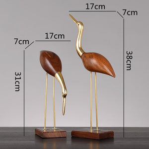 Wooden Pot Ornament Crane Bird Swan Simulation Animal Sculpture Brass Metal Sculpture Home Decoration Decorative Figurines acacuss