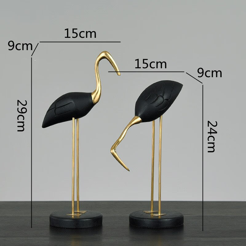 Wooden Pot Ornament Crane Bird Swan Simulation Animal Sculpture Brass Metal Sculpture Home Decoration Decorative Figurines acacuss