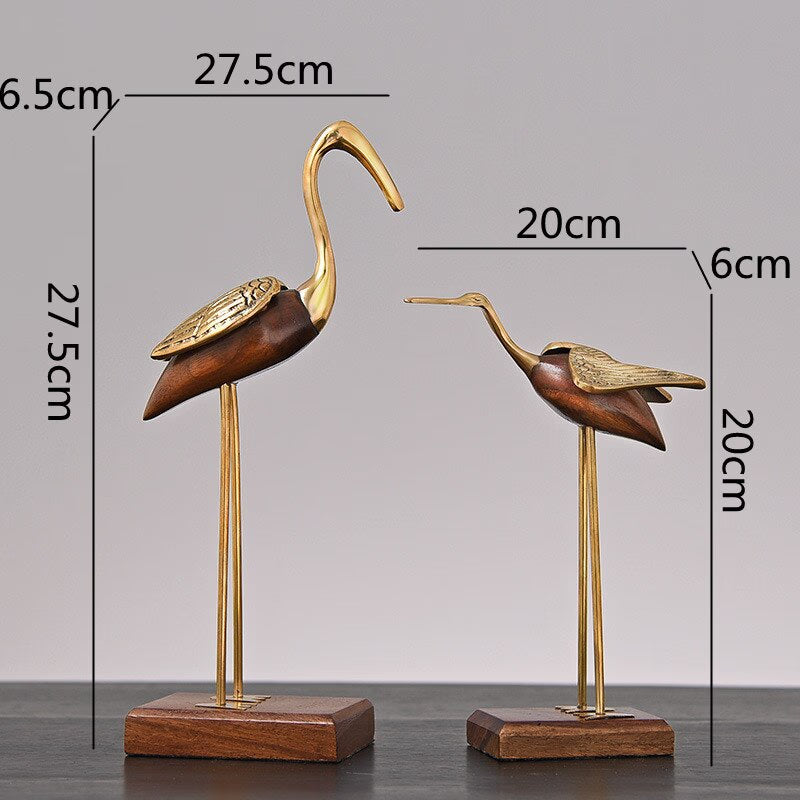 Wooden Pot Ornament Crane Bird Swan Simulation Animal Sculpture Brass Metal Sculpture Home Decoration Decorative Figurines acacuss