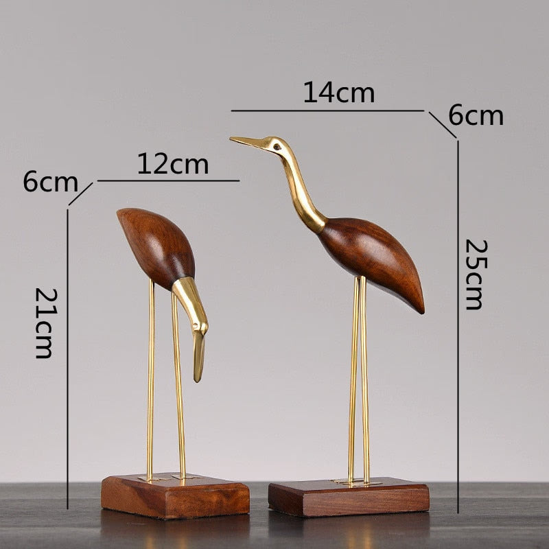 Wooden Pot Ornament Crane Bird Swan Simulation Animal Sculpture Brass Metal Sculpture Home Decoration Decorative Figurines acacuss