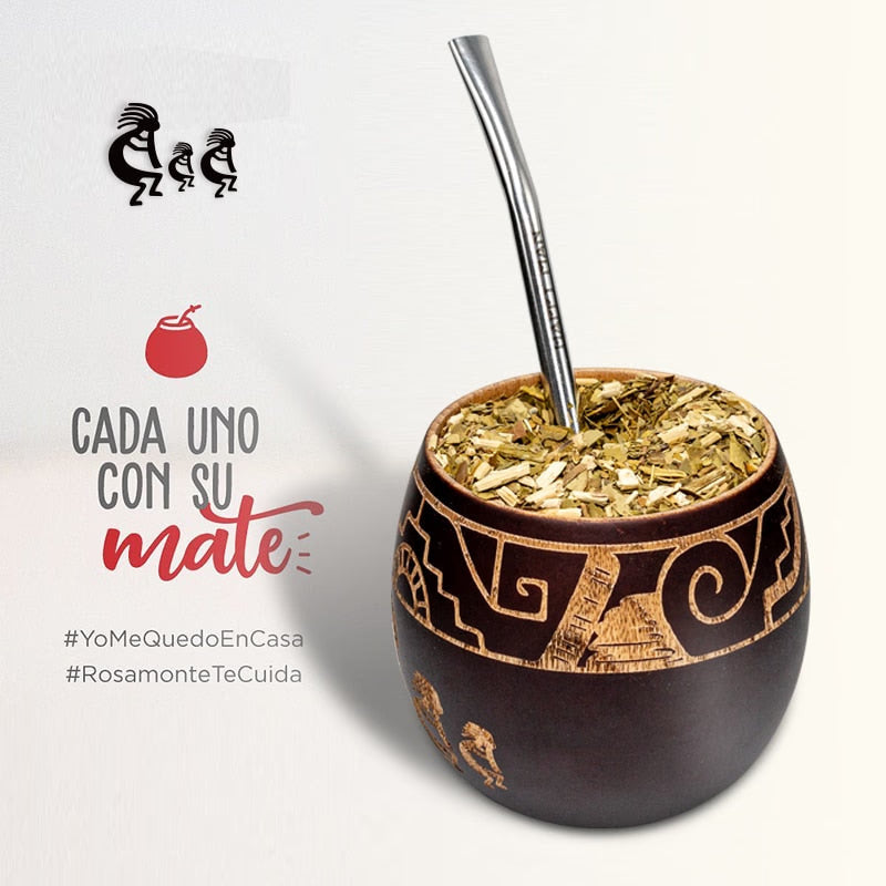 Wooden Yerba Gourd Mate Tea Cup 6OZ Handmade Natural Wood Coffee Water Mate Cup with Spoon Straw Bombilla 180ML acacuss